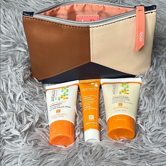 ANDALOU NATURALS HAIR & FACE CLEANSER BUNDLE w/Ipsy TriColor Block Zipped Pouch - Picture 6 of 10